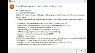 A JavaScript error occurred in the main process | Resolvido