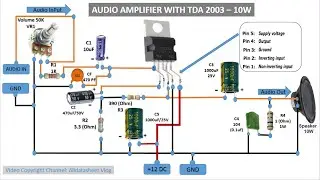 Schematic | Audio Amplifier With TDA 2003 - 10 Watt