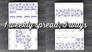 1 BULLET JOURNAL WEEKLY SPREAD, 5 DIFFERENT DESIGNS | bullet journal weekly spread ideas