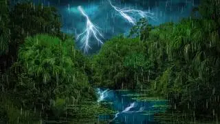 Thunderstorm & River Sounds | 10 Hour Sleep Ambience | Water, Thunder & Rain Sounds to Sleep