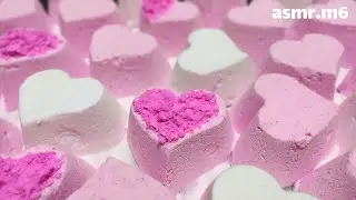 fluffy and crunchy white pink baking soda hearts💗🤍/ ASMR crushing