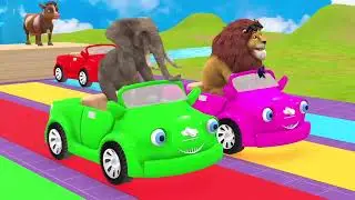 Long Slide Game With Cow Elephant Gorilla Hippopotamus Tiger