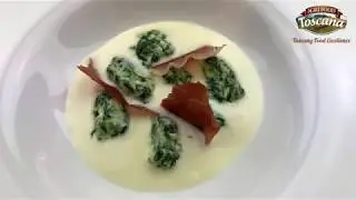 Gnudi con Prosciutto Croccante e Fonduta di Cacio Agrifood Toscana