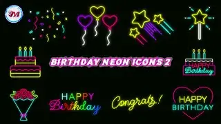 GREEN SCREEN BIRTHDAY NEON ICONS EFFECTS 2