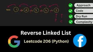 LeetCode 206: Reverse Linked List | Iterative Python Solution (Step by Step)