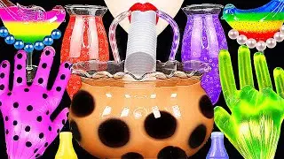 ASMR RAINBOW DRINKS *VAMPIRE BOBA TEA, JELLY HAND DRINKS, CANDY,  FROG EGGS, BIRD GLASS, 신기한 물 먹방