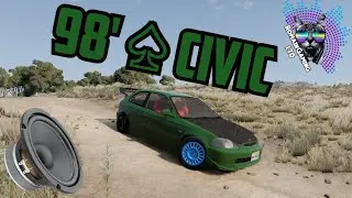 Subwoofers In The Old 98' Honda Civic Hatchback  - BEAM.NG Gameplay