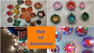 Diya decoration || DIY || Diwali Kartikamasam Decoration idea || Simple and Easy CD Decoration