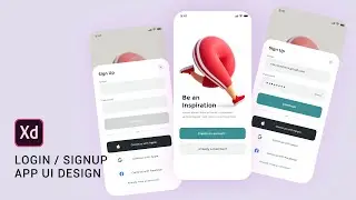 Login / Signup app UI design in Adobe XD