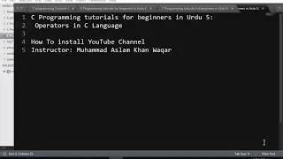 C Programming Tutorials  for beginners  in Urdu 6 - Operators in C