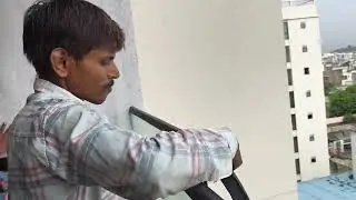 aluminium top balcony railing installation process#railing #glass #stairrailing #trending #vairal