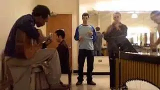 Tambuco and Celso Machado in rehearsal