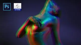 Split Color Glitch Photoshop Action Tutorial