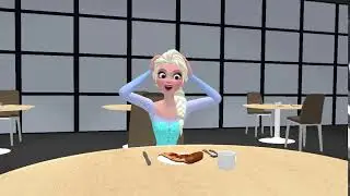 Elsa throwing because a bad pizza - 3D animation Maya 2019