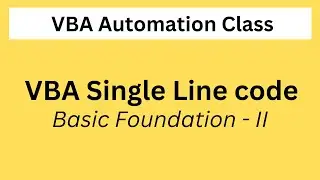 Excel VBA Basic Code | VBA Single line code | VBA for Beginner | 