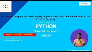 Python Program to Create, Append, Insert & Reverse Array | JNTUK R23 Lab Experiment | EXP21