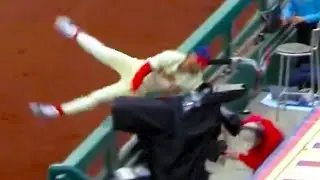 Bryce Harper Falls Cartwheels into Dugout (FULL CLIP) Braves vs Phillies | MLB Highlights