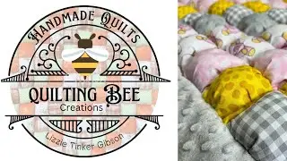 Pink Elephant Biscuit Quilt / puff quilt / girl quilt / tummy time quilt / Quilting Bee Creations