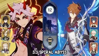 Vaporize Tartaglia & Mono Geo Itto - 3.3 Floor 12 Spiral Abyss (9 Star) - Genshin Impact