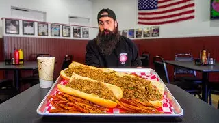 YOU HAVE TO EAT MORE THAN THE CURRENT CHAMP TO BEAT THIS CHEESESTEAK CHALLENGE! | BeardMeatsFood