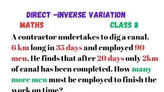 Class 8 || Maths || Direct and Inverse Variation || Ex 10 D || Question 4 || Concise