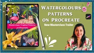 🌴 Learn to create watercolour patterns in Procreate 🌺 + free brushes and resources | Trailer