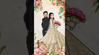 Floral Caricature Wedding Invitation Video | Save The Date Invitation Video Templates | VG-2082