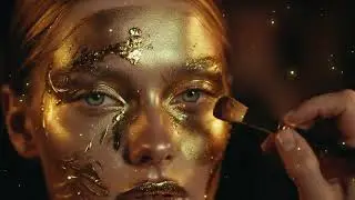 Luxury Gold Face Art ✨ High-End Body Painting Close-Up 