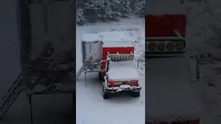 CAMPING MORNING WITH A CARAVAN WITH STOVE