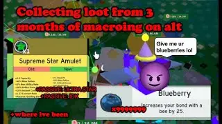 Collecting loot from 3 months of macro Bee Swarm Simulator