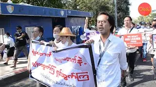 အနုပညာရှင်များကမြန်မာနိုင်ငံရုပ်ရှင်အစည်းအရုံးမှစတင်ပြီး ရန်ကုန်မြို့တွင်းသို့ လှည့်လည်ဆန္ဒပြ