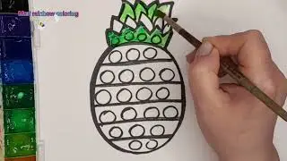 How to Draw and Color 🍍🎈 Pineapple POP it for kids. Simple drawings. #drawing
