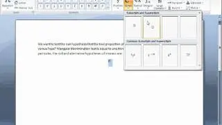 Inserting expressions for null and alternate hypotheses in Microsoft Word