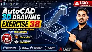 AutoCAD 3D Practice Exercise 38 | Mechanical Exercise 38 | Autocad 3D Example Tutorial 38