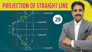 PROJECTION OF STRAIGHT LINE IN ENGINEERING DRAWING IN HINDI (SOLVED PROBLEM 29)
