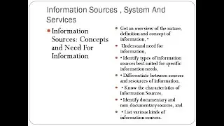 Information Sources Concepts and Need For Information
