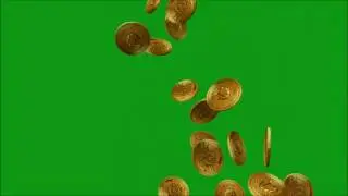 Falling Gold Coins Green Screen II