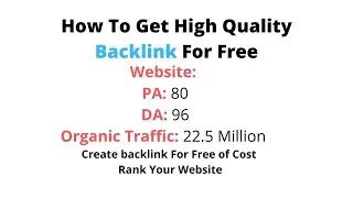 How To Create High Quality Backlink For Free | PA:80 DA:96 Traffic: 22.5 M | Brian Dean Best SEO Tip