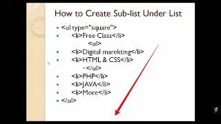 HTML Class Parts-4| How to create Sub-List Under List in HTML | Create|HTML| List | Sublist