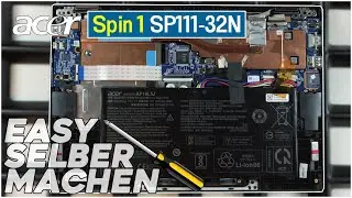 Acer Spin 1 (SP111-32N) from the inside - Replacing RAM, SSD, battery, fan - Tutorial