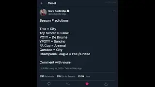 Mark Goldbridge prediction for the new season