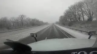 First taste of winter driving I 74
