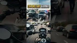 Driver CUTS OFF Biker And Gets INSTANT KARMA From A Cop Nearby!