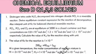 Chemical Equillibrium I Section D SOLVED I Chapter 01