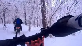 Заснеженный лес \ Самодельный сноубайк 