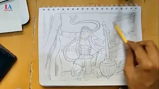 Sketch of Lord Shree Hanuman (Lanka Dahan) by Bhushan Mane