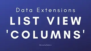 Data Extension List View 'Columns' | Data Extension Tutorial