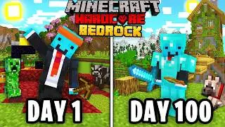 I Survived 100 Days of HARDCORE Minecraft Bedrock... Here's What Happened!