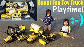 Kids' Fun Toy Playtime at the BEACH! TONKA Trucks Beach Playtime Fun! Kids' Toy Trucks Unboxing
