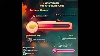 Twitch Goal Widget Autumn Fall theme for  StreamElements and Streamlabs